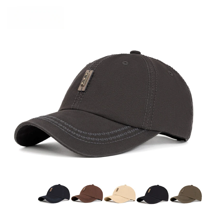 

Men's Baseball Cap with Rivet Decoration Vintage Design Traditional Style Cotton Material Leather Tag Adjustable 56-61cm