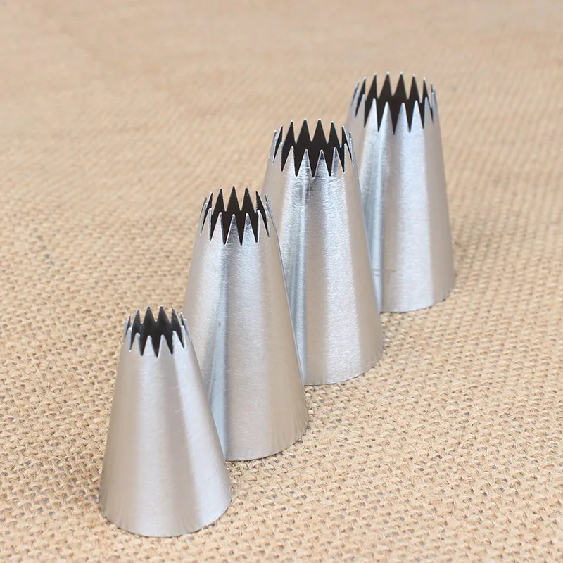 4pcs Large Metal Cake Cream Decoration Tips Set Pastry Tools Stainless Steel Piping Icing Nozzle Cupcake Head Dessert Decorators
