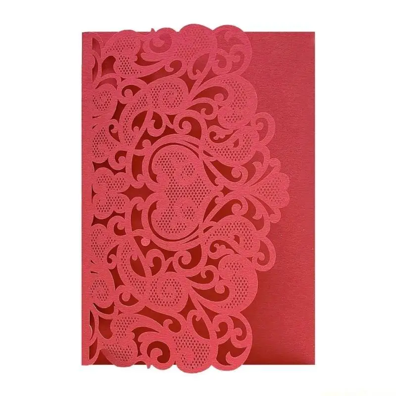 

50Pcs Hollowed Lace Wedding Invitation Folding Paper Invitation Greeting Card