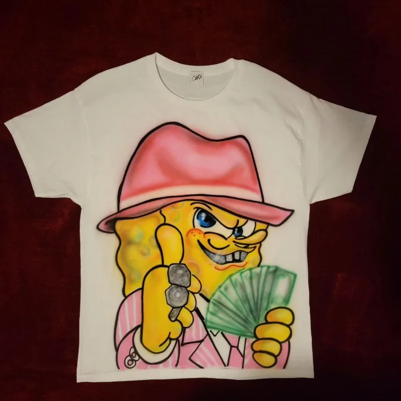 

Street Vintage Cartoon Anime Print Short Sleeve T-shirt Men Y2k Harajuku Fashion Personality Sports Casual Oversized T-shirt