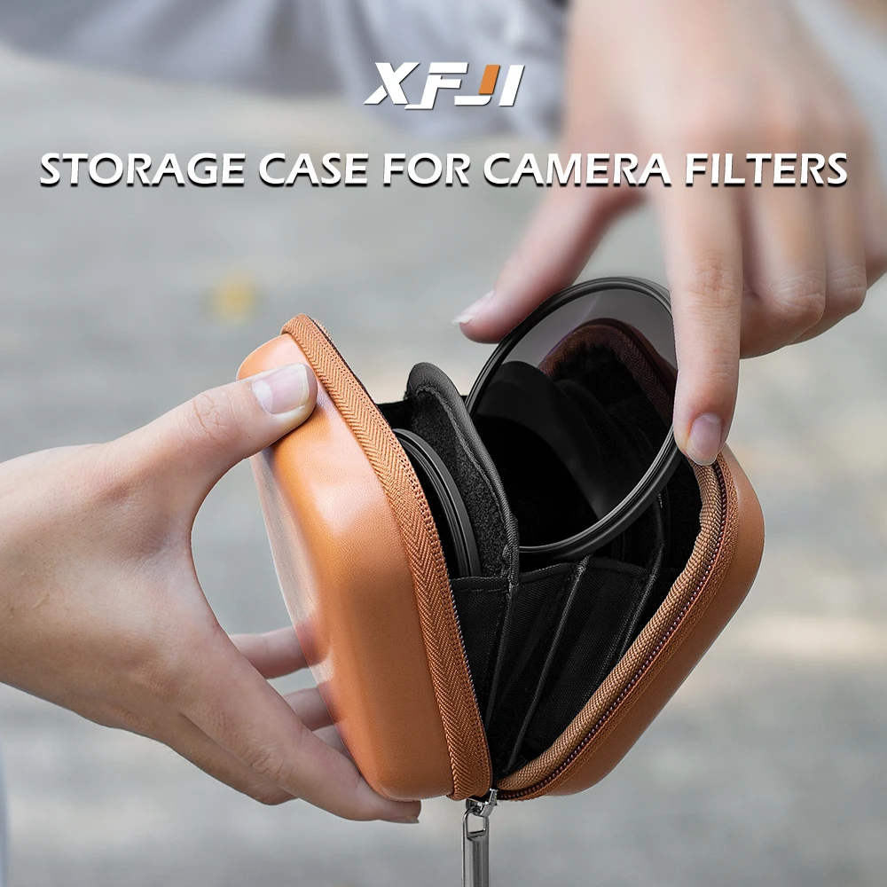 

XFJI 5 Slots Lens Filter Case Bag with Inner Pocket Shockproof ND UV CPL Filter Storage Pouch Wallet 45-82mm 82/77/72/67/49mm