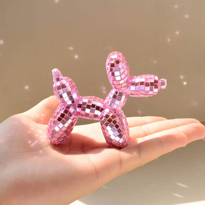 

Balloon dog disco reflective mirror cute mosaic mirror surface sticker decoration for tabletop ornaments decoration