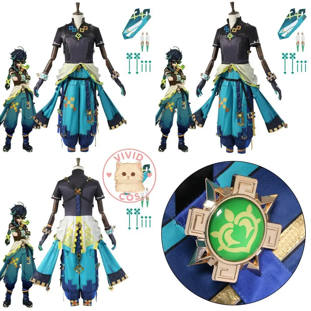 

Popular Game Genshin Impact Cosplay Costume Anime Kinich Role Play Outfit Wig Clothes for Men Comic Convention Halloween Party