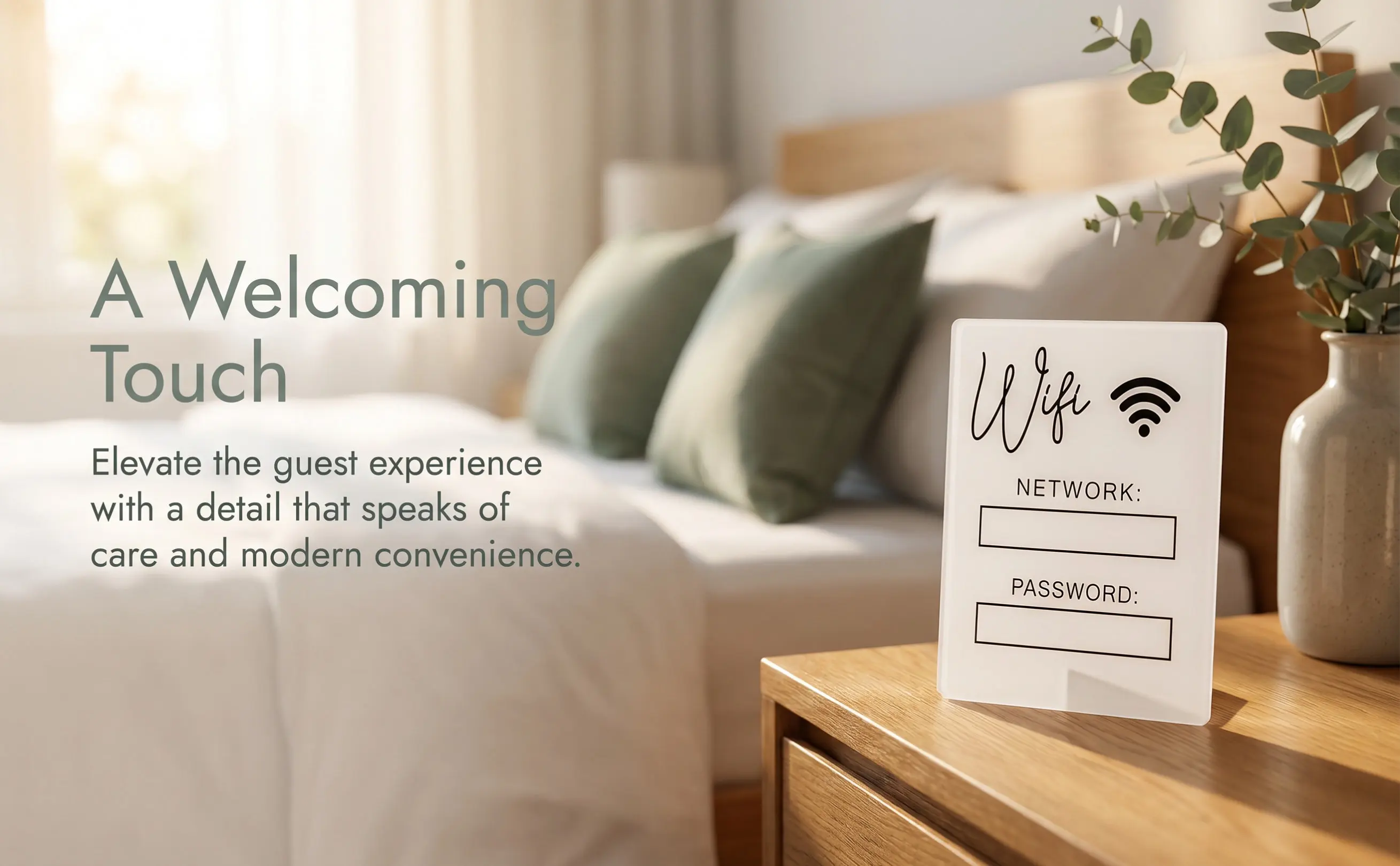 Acrylic WiFi Password Sign Elegant Minimalist Design for Living Room Office Lobby Guest Space Easy Install Clean Writable