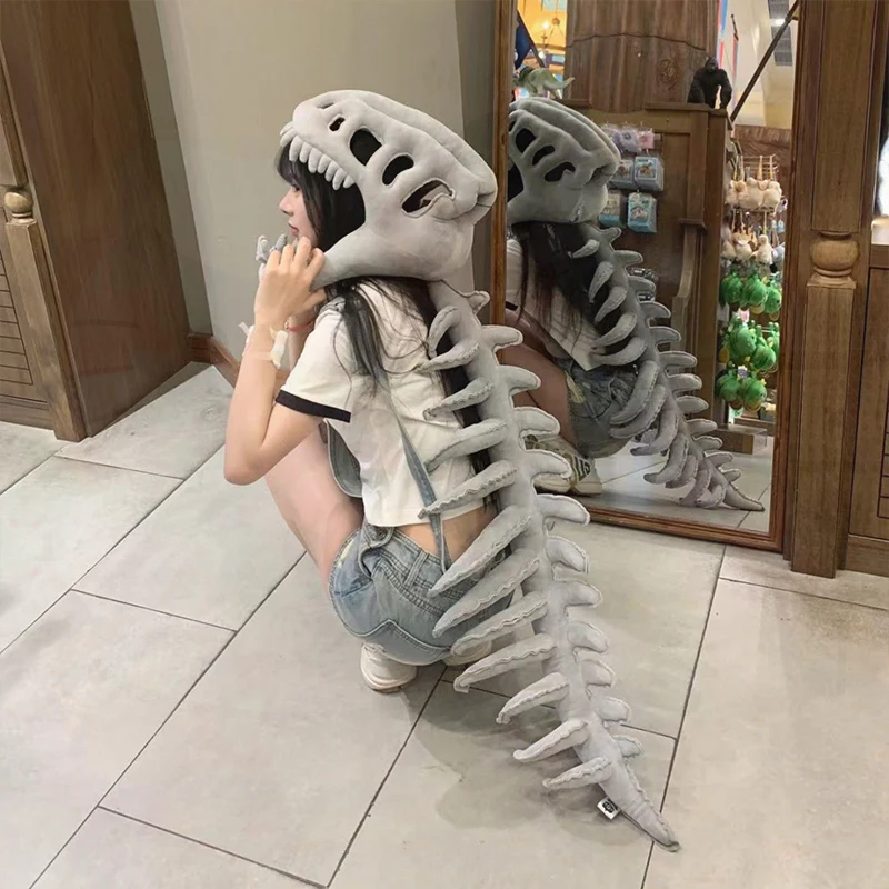 dinosaur-skeleton-plush-toy-with-hood-mask-for-kids-fun-birthday-gift-soft-stuffed-dino-bone-doll-dress-up-costume-play-set