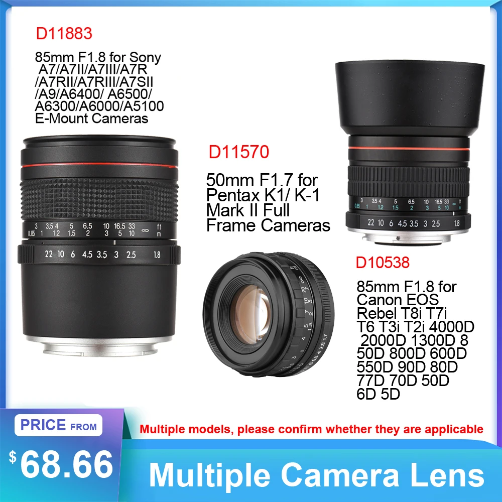 كبير كامل الإطار صورة MF عدسة الكاميرا 85 مللي متر EF جبل لكانون EOS/50 مللي متر PK جبل ل Pentax K1/ K-1 مارك الثاني كامل الإطار كاميرات