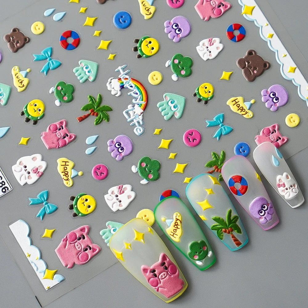 

Kawaii Cartoon Nail Stickers Cute Handbook Decals for Girls Women Kids DIY Art Decorations