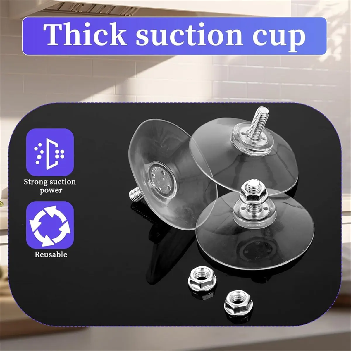 A45I 8 Pack Clear PVC Sucker Pads Thickened Sucker Suction Cups with M6 X 14 Thread Screw Extra Strong for Bathroom Kitchen