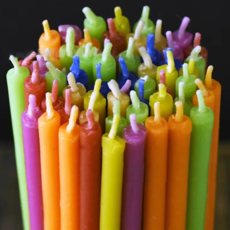 Beeswax Color Thin Candle 0.5*15cm Pure Beeswax Birthday Candle Multicolor Decorative Candle Hanukkah Candles
