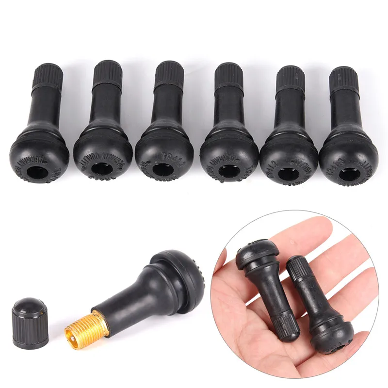 

5PCs/set TR413 Tubeless Car Wheel Tire Valve Stems with Caps Tyre Rubber Valves Dust Black