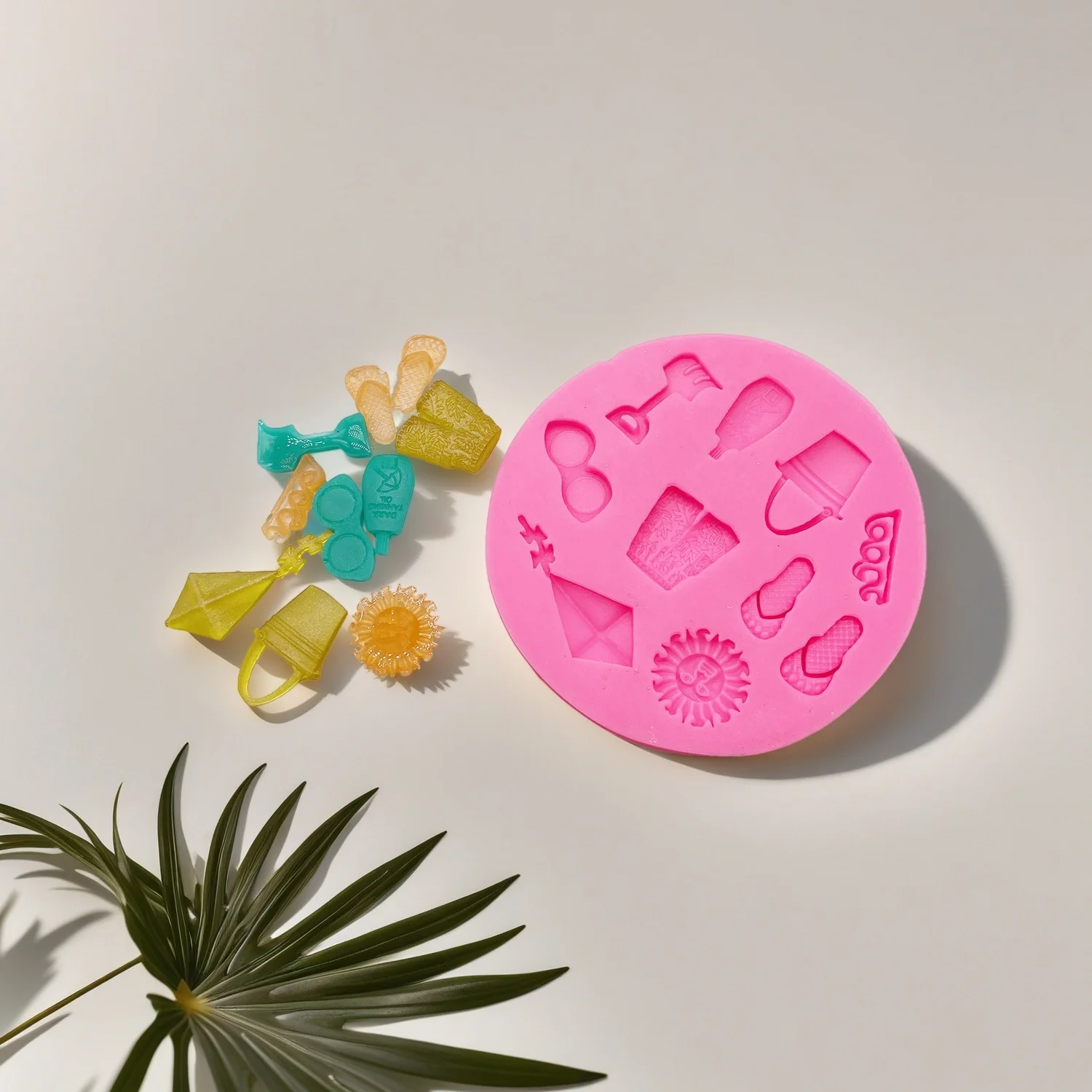 Summer Theme Coconut Palm Tree Silicone Fondant Mold Beach Slipper Clay Chocolate Candy Silicone Cake Mould Cake Decorating Tool