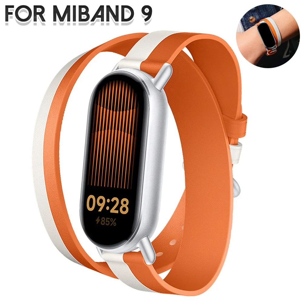 

Leather Double Loop Strap for MiBand 9 Xiaomi Smart Band Fashion Band for Xiaomi Miband 8 NFC Global Version Replace Accessories