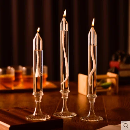 3pcs/set decoration simple candlelight dinner table Candlestick no smoke oil lamp household European creative glass candlestick