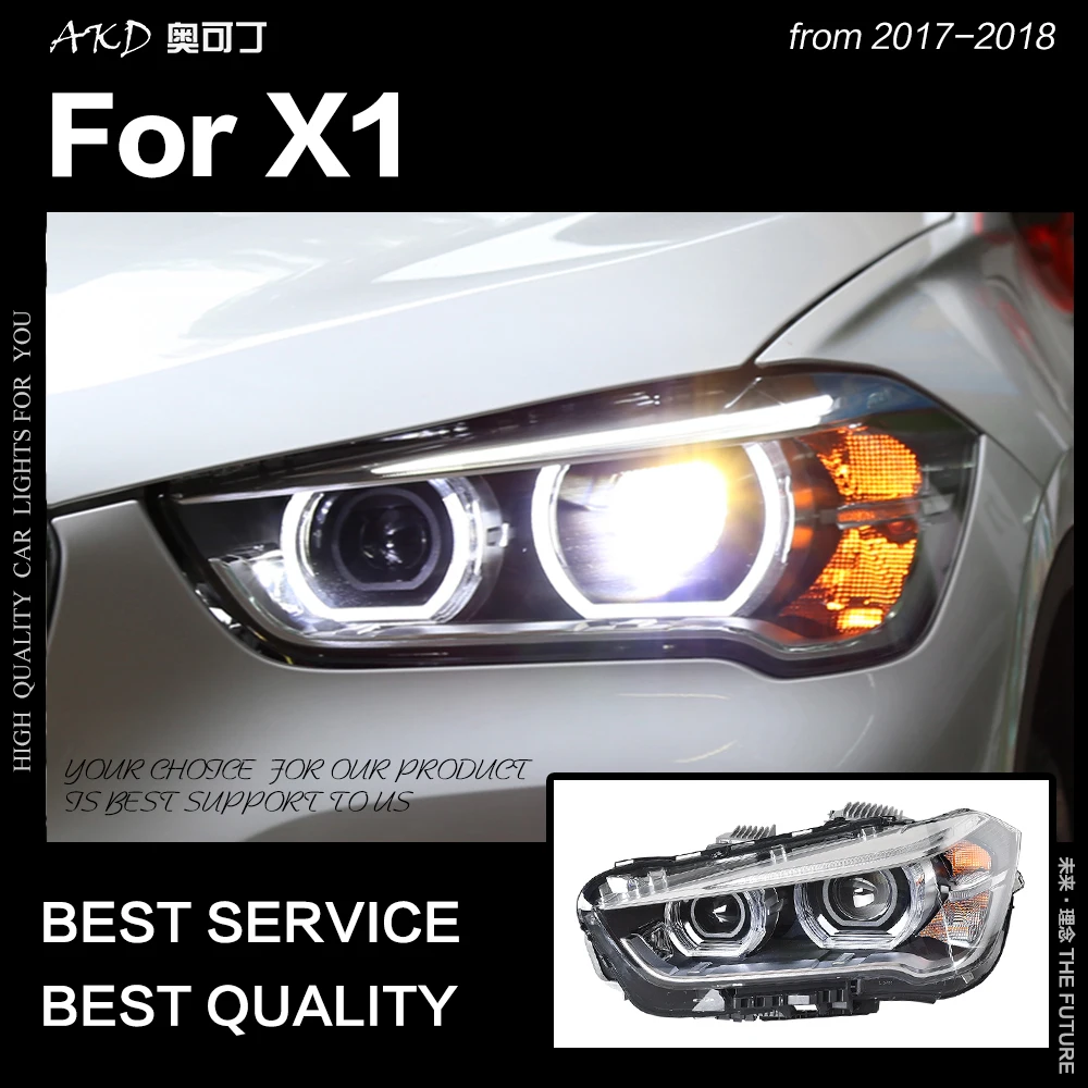 AKD Car Styling Head Lamp for BMW X1 Headlights 2016-2020 F48 F49 All LED Headlight Lens DRL Angel Eye Automotive Accessories