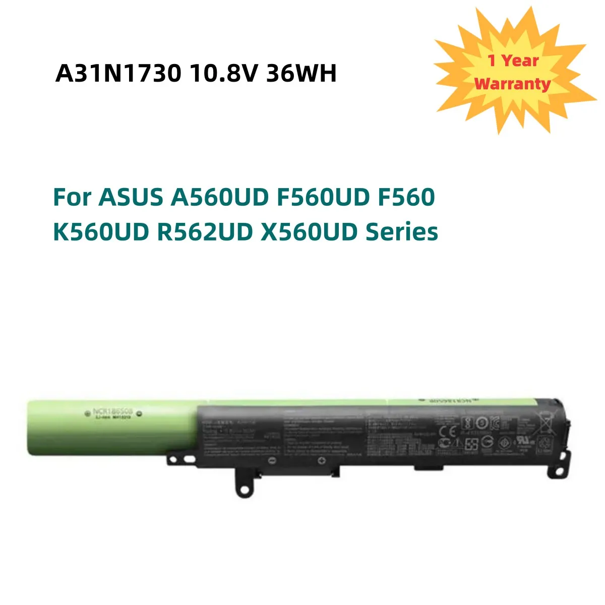 

A31N1730 Laptop Battery For ASUS A560UD F560UD F560 K560UD R562UD X560UD Series 0 10.8V 36WH