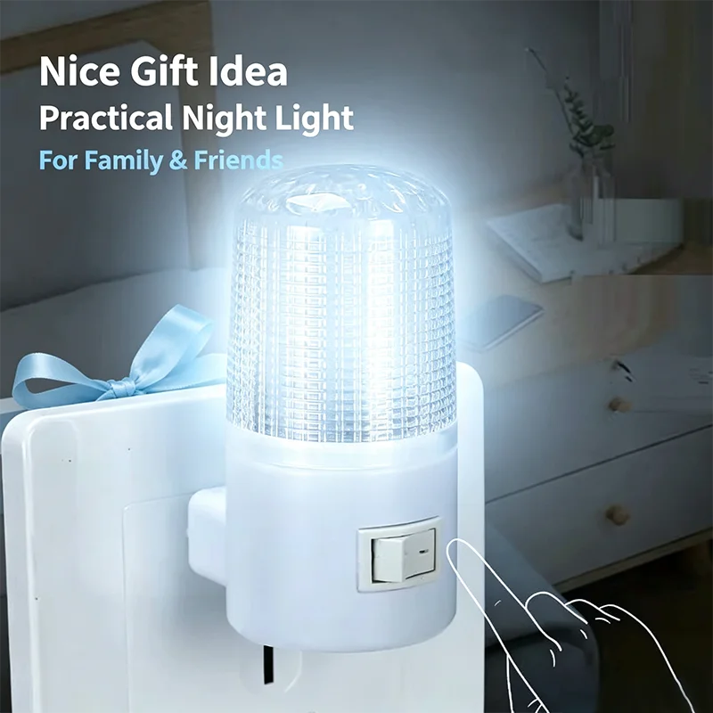 Luz Noturna LED de Tomada, Luminária de Parede Economizadora de Energia com Interruptor para Alimentação de Bebês, Quarto, Cabeceira, Corredor, Escadas, Armário e Iluminação