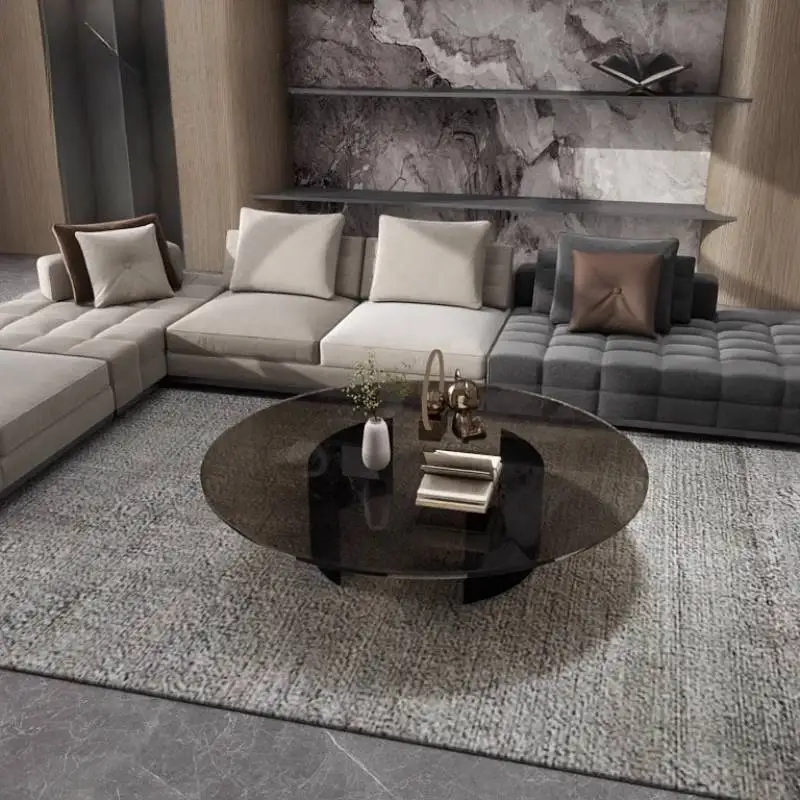 Роскошный серый журнальный столик из стеклянного мрамора, современный роскошный журнальный столик, минималистичный компактный салон Meuble, мебель для гостиной