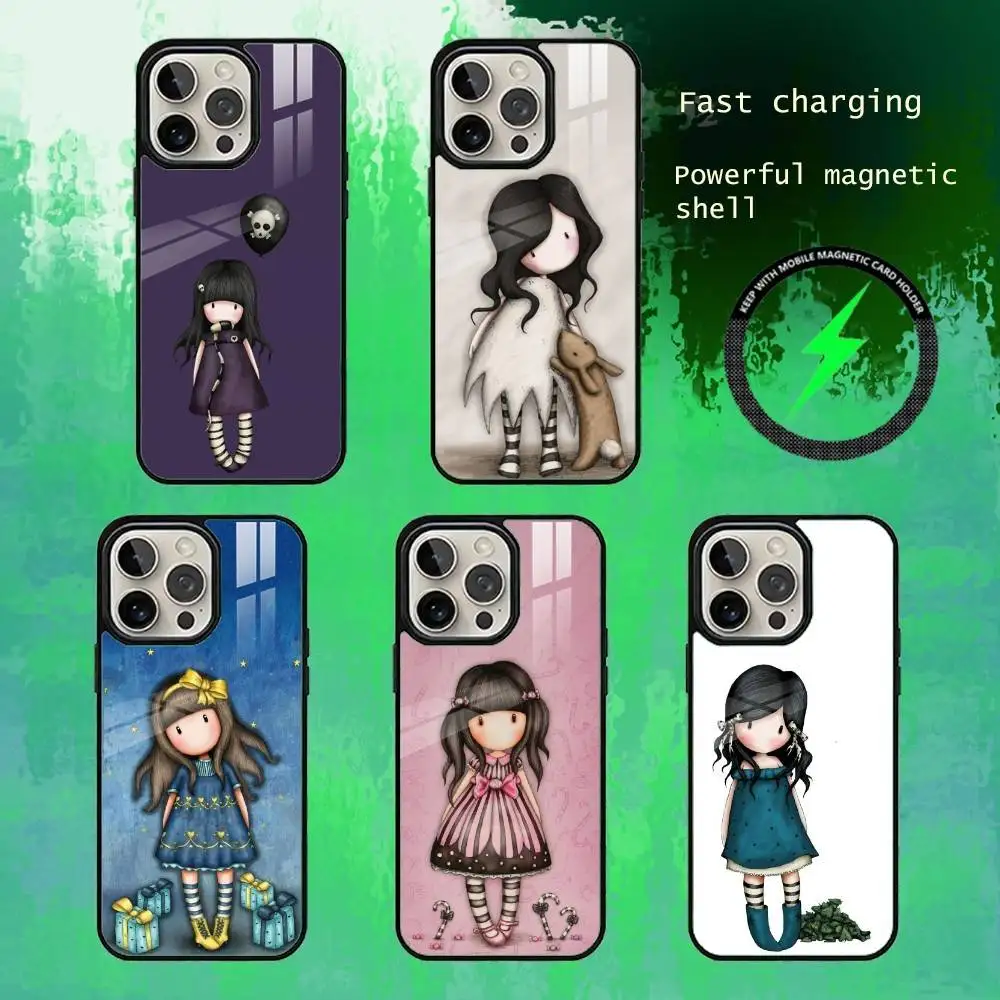 

Cute S-santoro G-gorjuss Phone Case For iPhone17,16,15,14,13 Plus,Pro Max Magnetic For Magsafe Wireless Charging