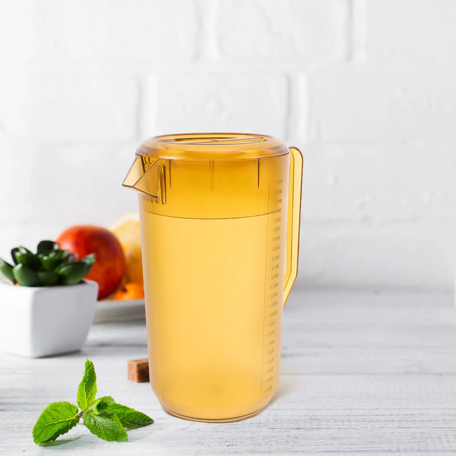 Plastic Large Cold Water Jug with Lid Frosted Measuring Scale Beverage Pitcher for Juice Tea Party Banquet Iced Tea Pitcher