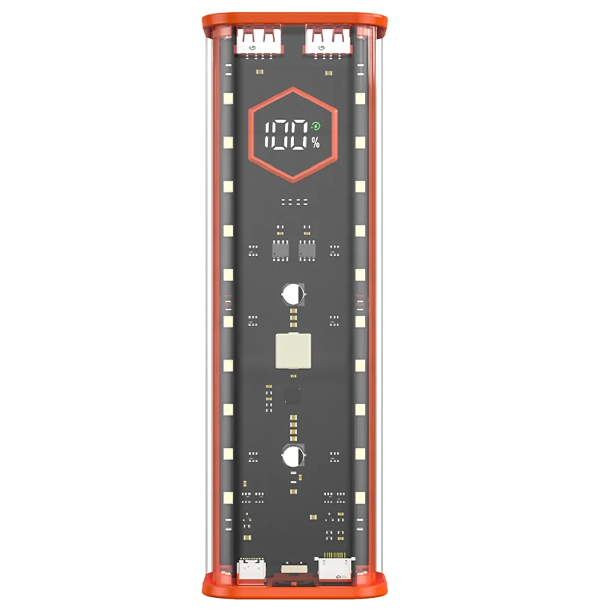 21700 배터리 보관함, 21700 충전기용 DIY 보조배터리 박스, 듀얼 USB 출력, C타입 입력, 주황색, 4 슬롯