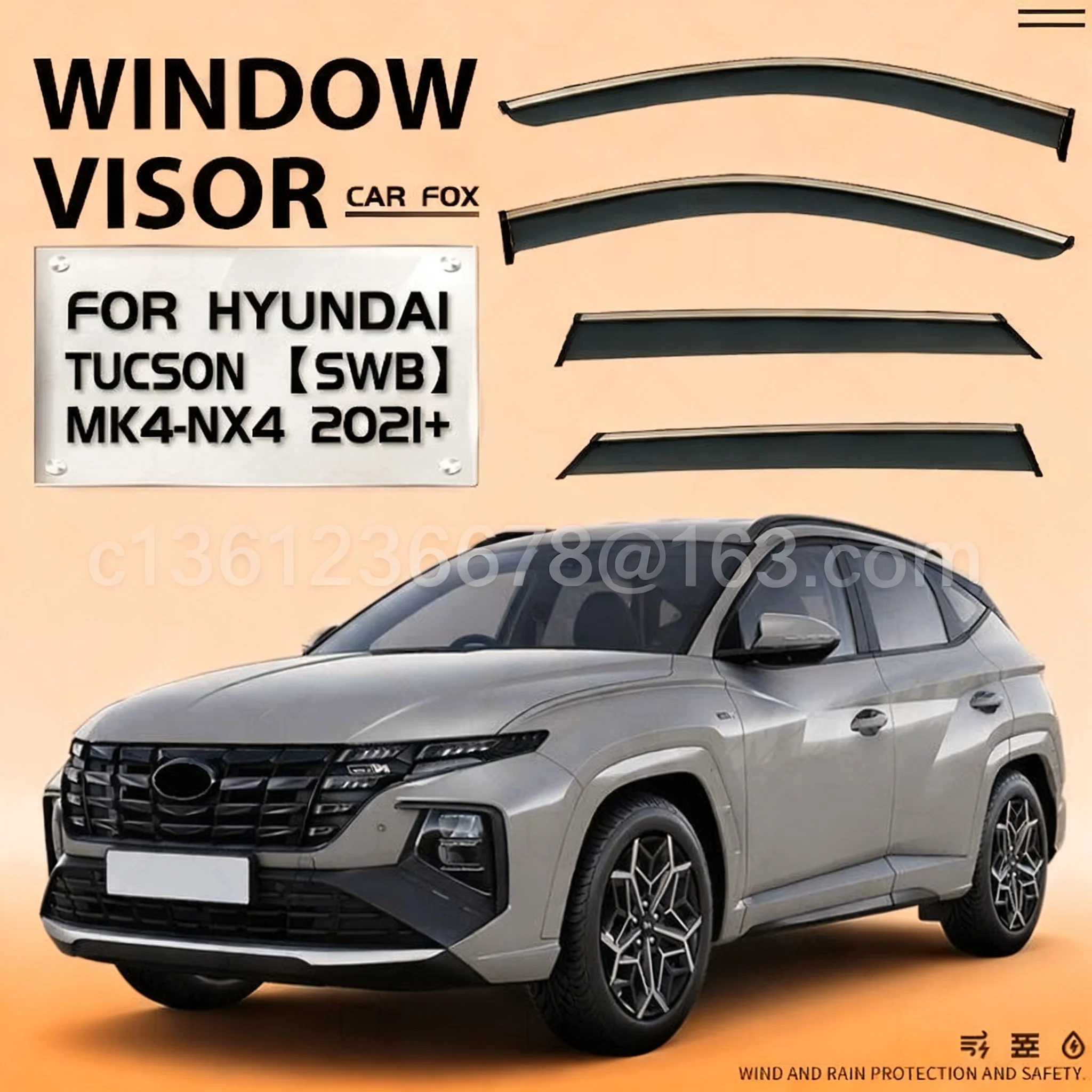 

Window rain shield, window rain cover, car decorative accessories, suitable for Hyundai Tucson, easy to install
