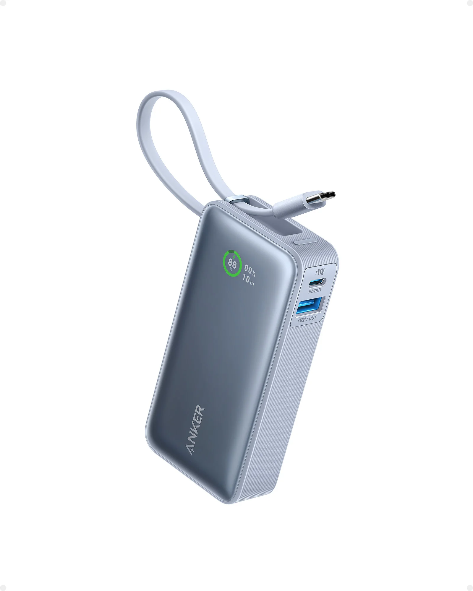 Anker Nano Power Bank 10.000mAh, 30W USB-C draagbare oplader met ingebouwde kabel voor iPhone 16/15 |   Levering in EU-magazijn