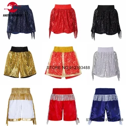 Boxing Shorts Muay Thai Shorts Men Women Child Sequins Tassels Kickboxing Cage Fighting Training Pants Martial Arts MMA Clothing