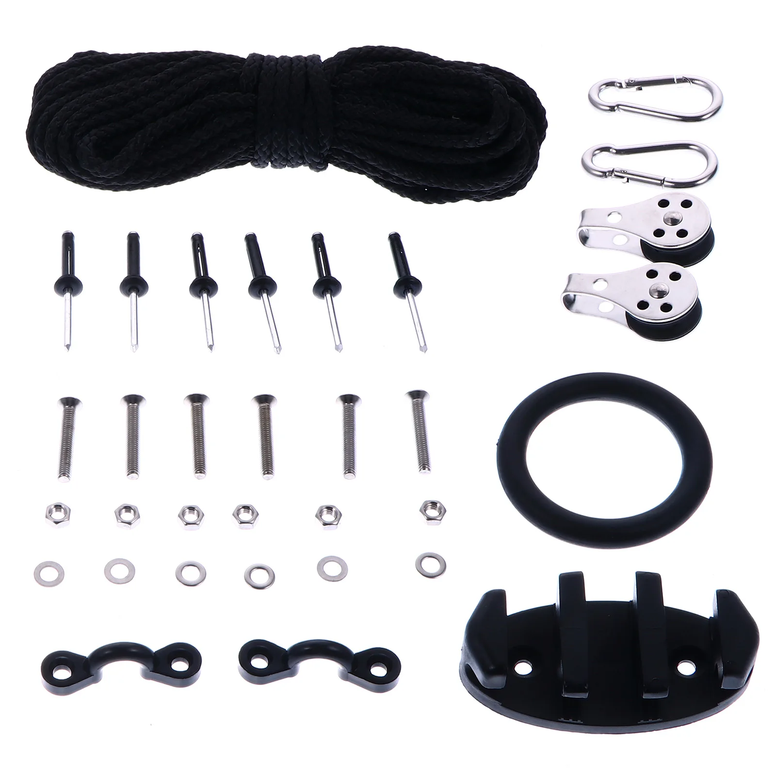 

Kayak Anchor Trolley Kit Plastic Nylon Fishing Canoe Accessories Pad Eye Rigging System Deck Loop Tie Boat Stability