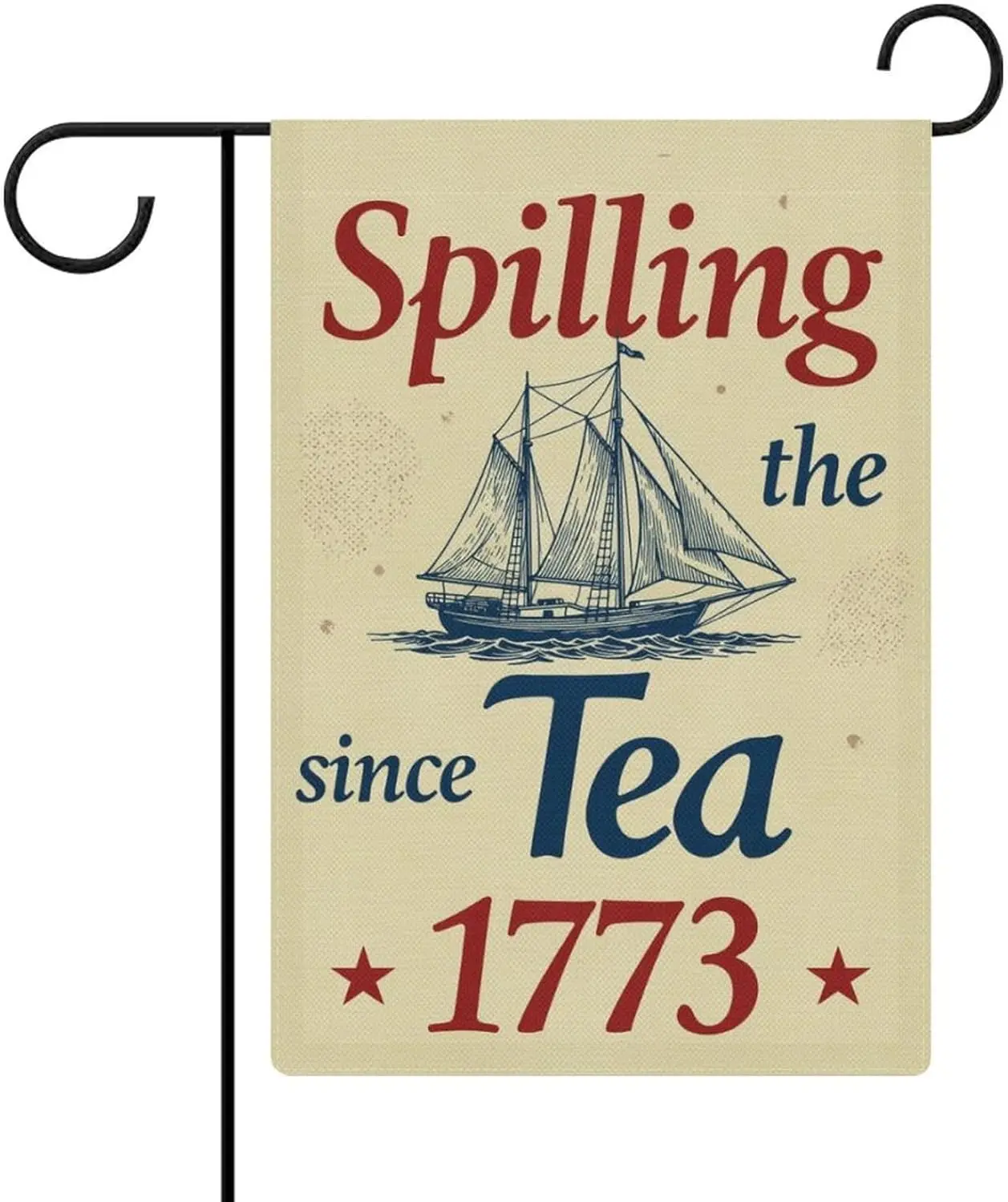 Independence Day “Spilling The Tea Since 1773” Garden Flag, Festive Outdoor Decoration, Double-sided Linen Patio Flag AAS