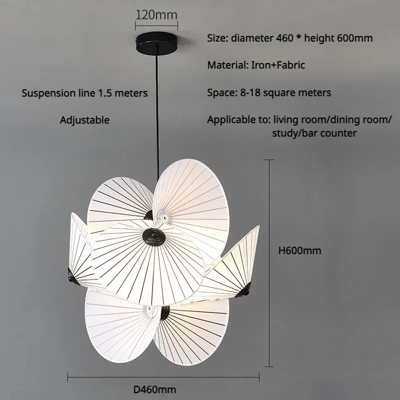 Nordische moderne Haupt dekoration Kronleuchter minimalist isches Design Stoff LED-Lichter Wohnzimmer Esszimmer Schlafzimmer Beleuchtung Glanz Salon