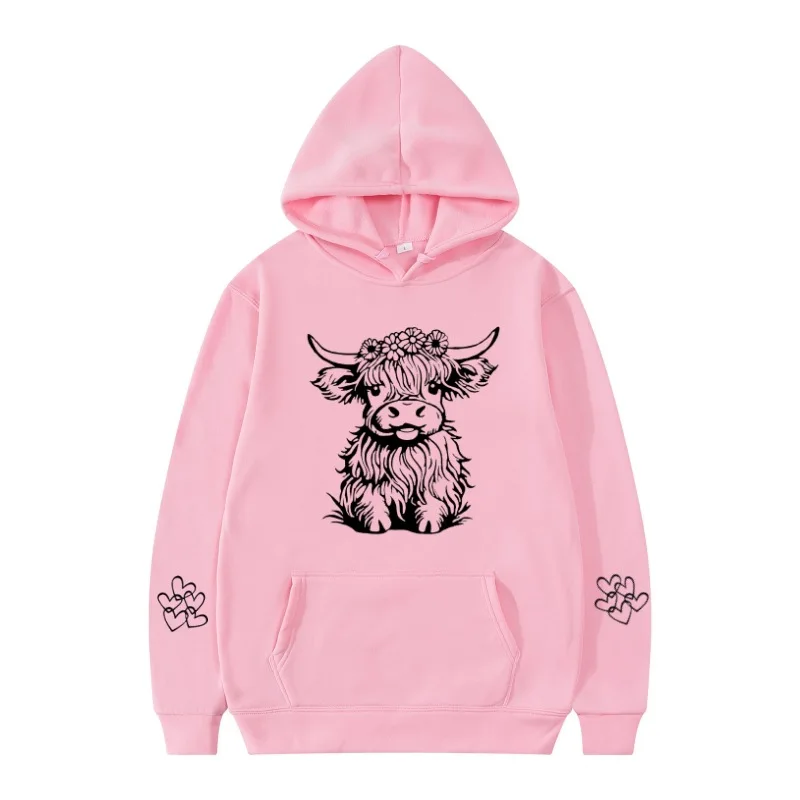 2024 Women's Hoodie Highland Cow Print Casual Hoodie for Men Pullover Long Sleeve Unisex Sweatshirts With Hooded Clothing