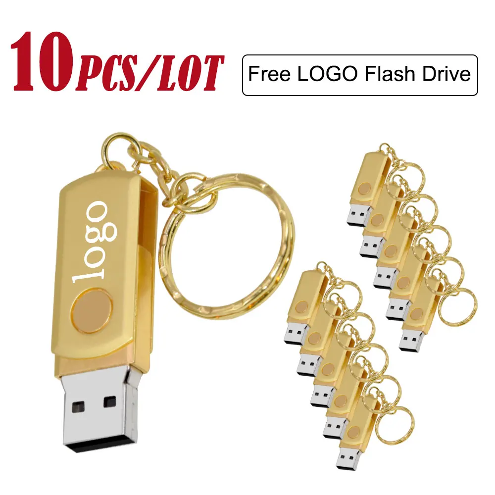 

10 шт./лот, вращающийся мини-USB-флеш-накопитель, 16 ГБ, бесплатный логотип, 64 ГБ, серебристый металлический флэш-накопитель, 32 ГБ, 100% реальная емкость, U-диск