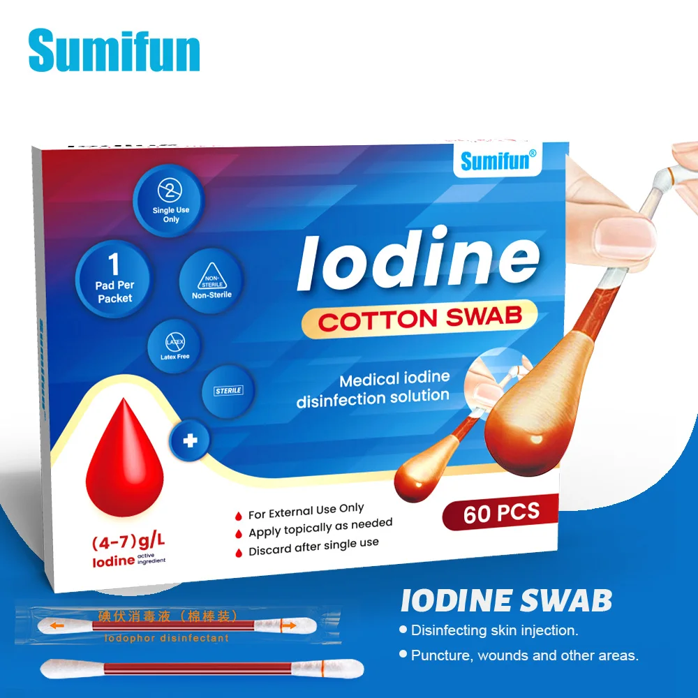 使い捨て医療用アルコール救急箱,衛生用品,綿棒,ヨード綿棒,消毒綿棒,成人用応急処置キット,60個