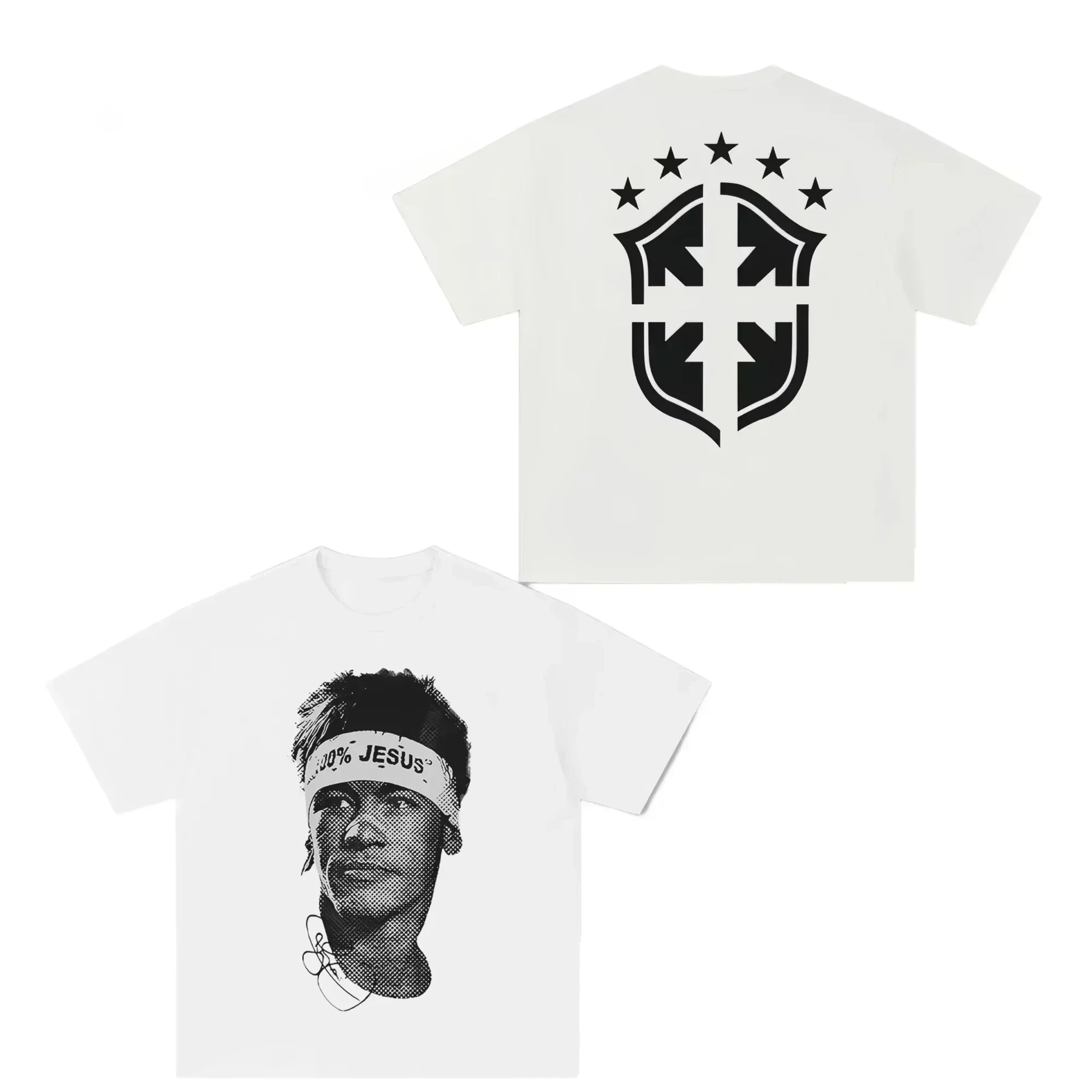Cristiano Ronaldo Neymar Lionel Messi Football Superstar Portrait Printed Tee Men Women Cotton Loose Casual Short Sleeve Tshirt image 4