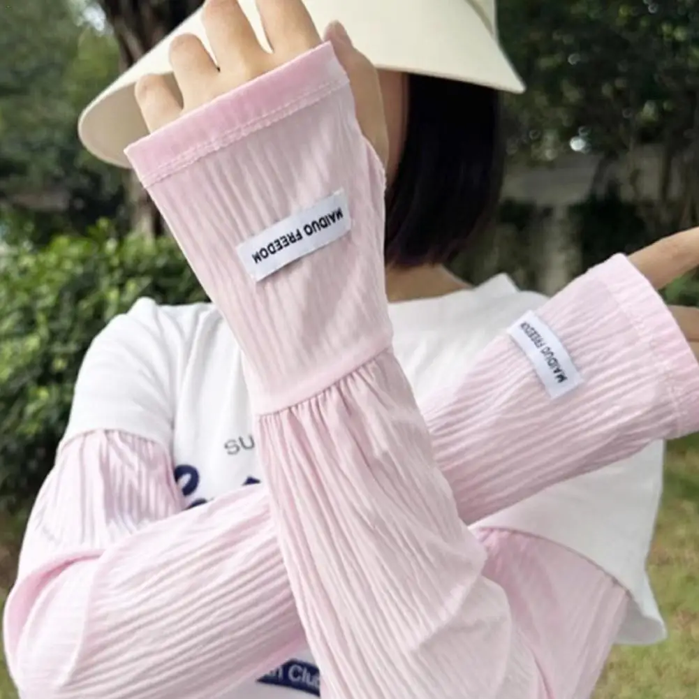 

Fashionable Loose Thin Ice Silk Long Sleeves For Women Girls Summer Sunscreen Arm Protector Hand Sleeve Cycling Fingerless Glove