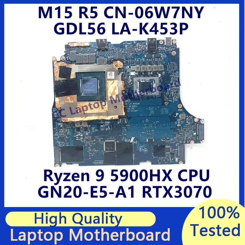 

CN-06W7NY 06W7NY 6W7NY For DELL M15 R5 Laptop Motherboard With Ryzen 9 5900HX CPU GN20-E5-A1 RTX3070 LA-K453P 100% Tested Good