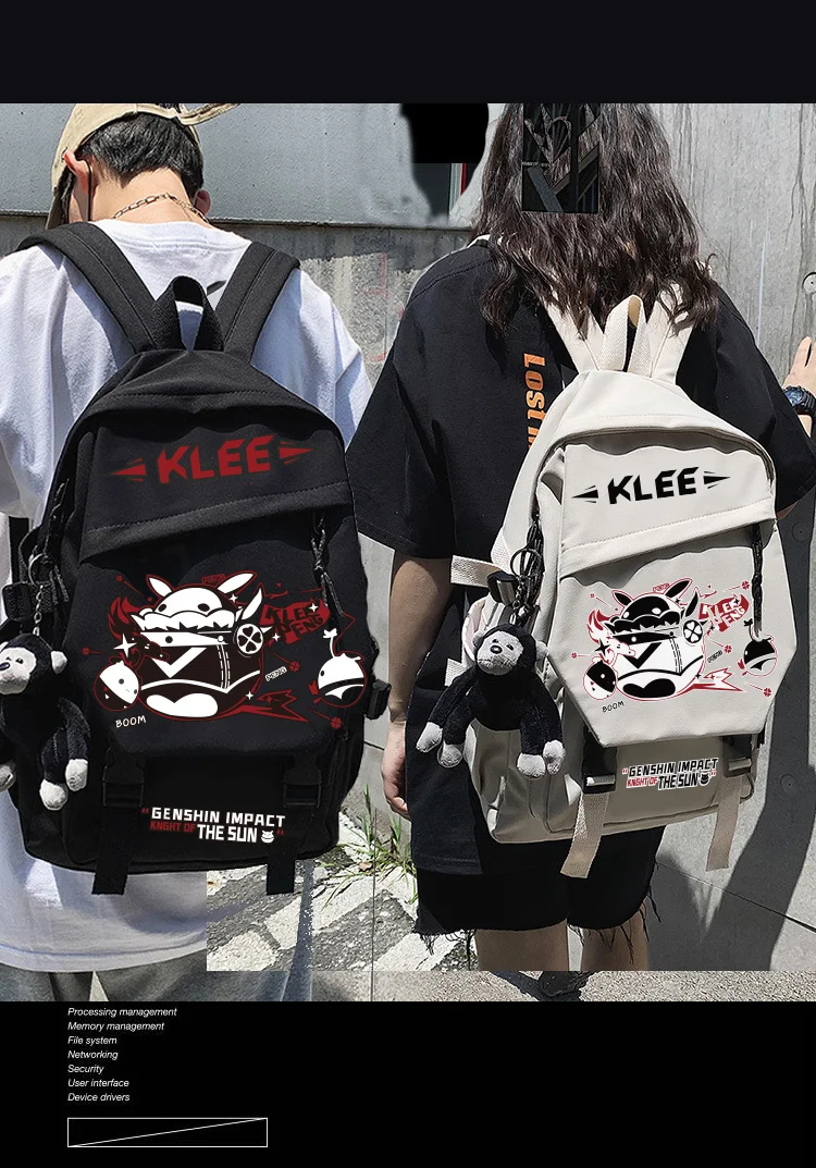 Genshin Impact Backpack Students Cute School Bag Kawaii Girls Boys Laptop Female Fashion Anime Book Bags