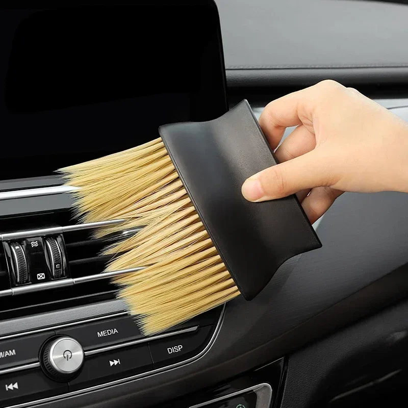 2pcs Car Interior Cleaning Brush Air Conditioning Outlet Cleaning Dust Sweeping Dust Soft Brush Car Wash Tools