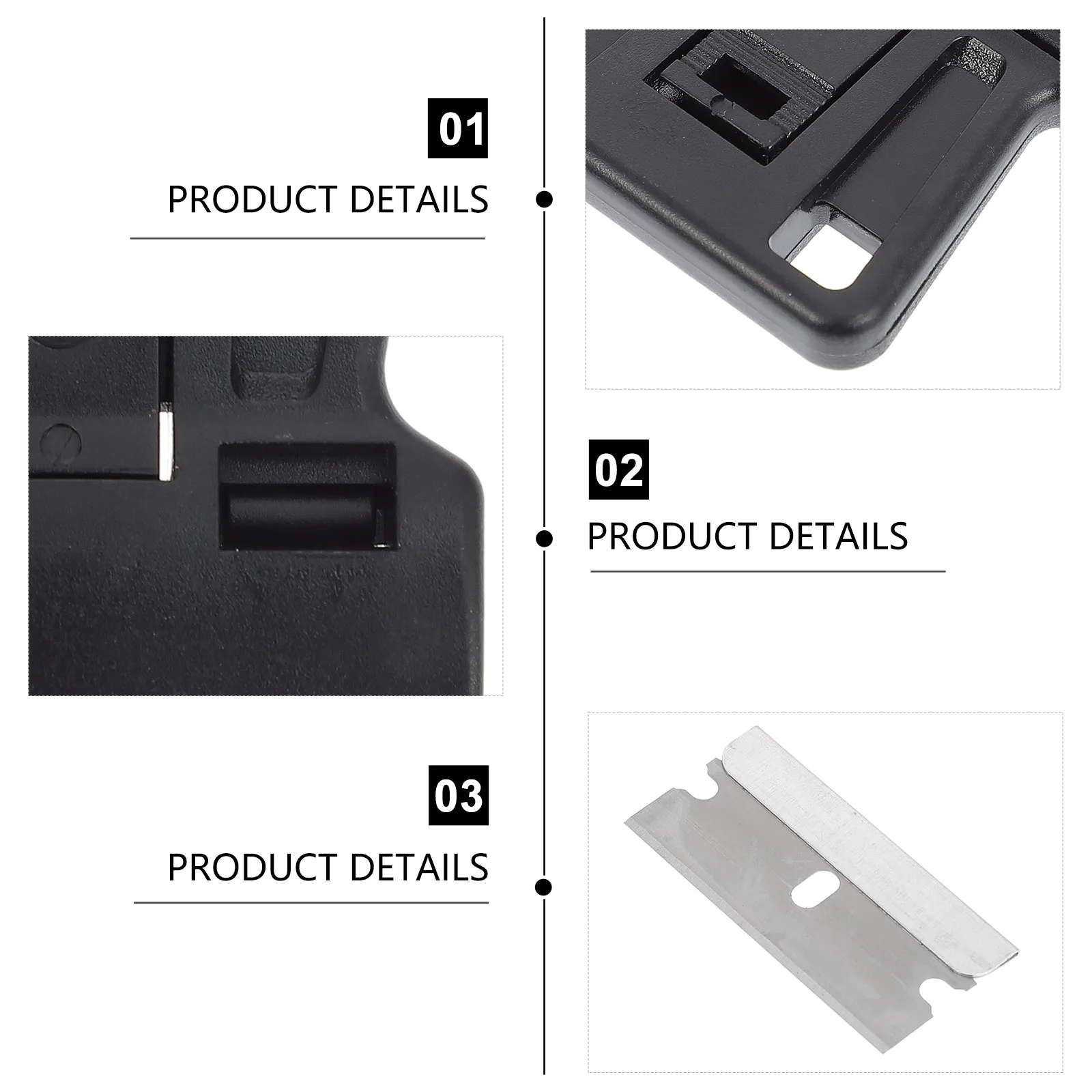

4 Pcs Tabs Cleaning Blade Windshield Cleaner Tool Decal Remover Tools Razor Label Black