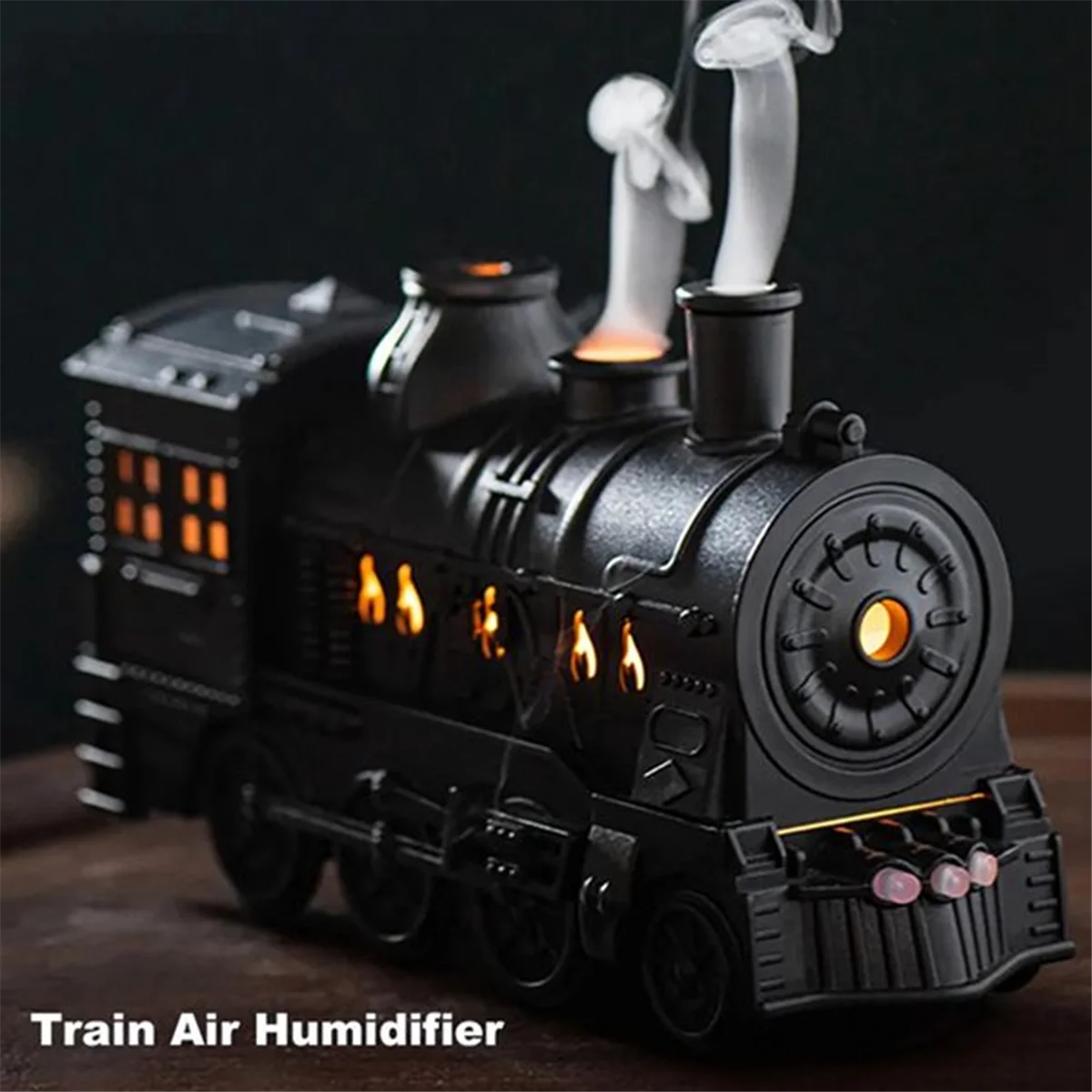 Train Humidifiers Train Aromatherapy Cool Mist Diffuser Air Humidifiers Oil Retro Diffusers with Remote Control UK Plug