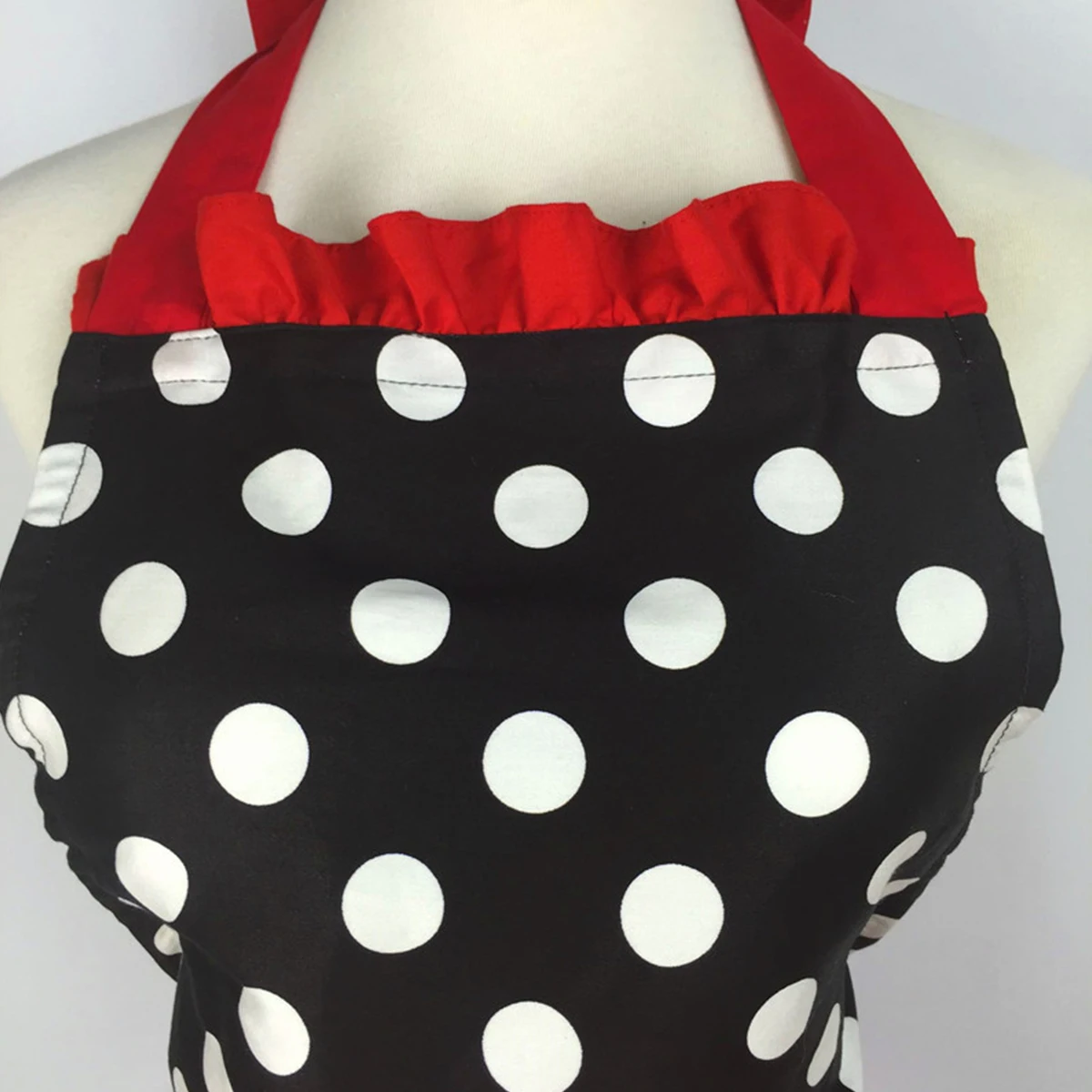 Kitchen Apron Cute Apron Retro Polka Dot Aprons Adjustable Ruffle Side Cooking Aprons with Pockets For Waitress Kitchen Supplies