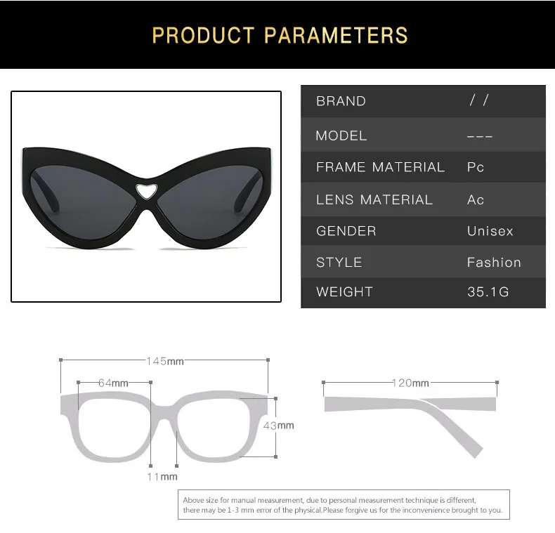 Mode Y2K Cat Eye Sonnenbrille Frauen Retro Große Schmetterling Form Hohl Brillen Shades UV400 Trend Breite Beine Männer Gläser – Detail 8
