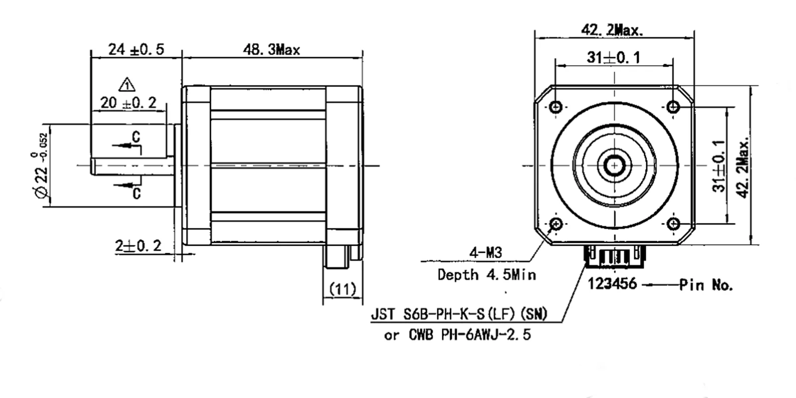 NEMA17 42 Stepper Motor com Resistência a Alta Temperatura para Impressora 3D, MS17HD6P420I, 48mm de Altura, 2 Phase, Acessórios