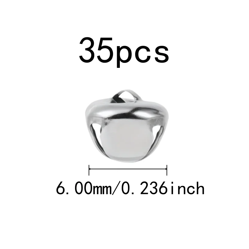 35 pcs 6mm Christmas Decoration Bells Small Delicate Size, designed for Wedding Decoration, Clear Crisp Sound, Silver