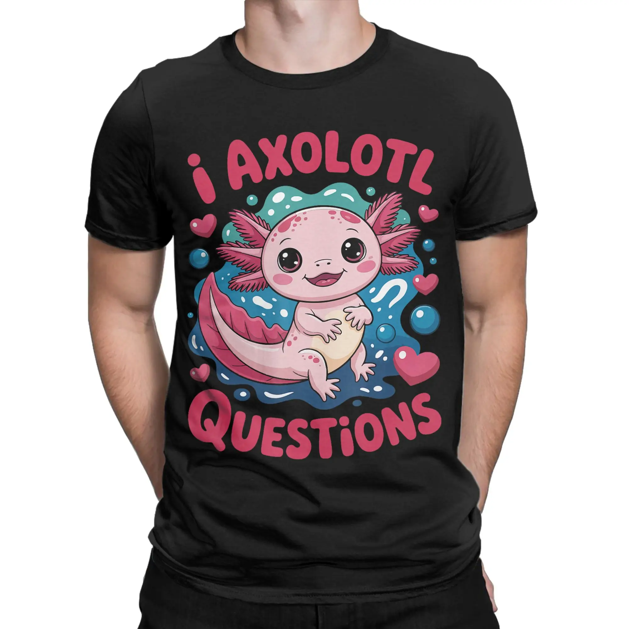 Girl I Axolotl Questions Kids Cute Funny Graphic Men T Shirts  Unique Tee Shirt Short Sleeve Round Collar T-Shirts Clothing