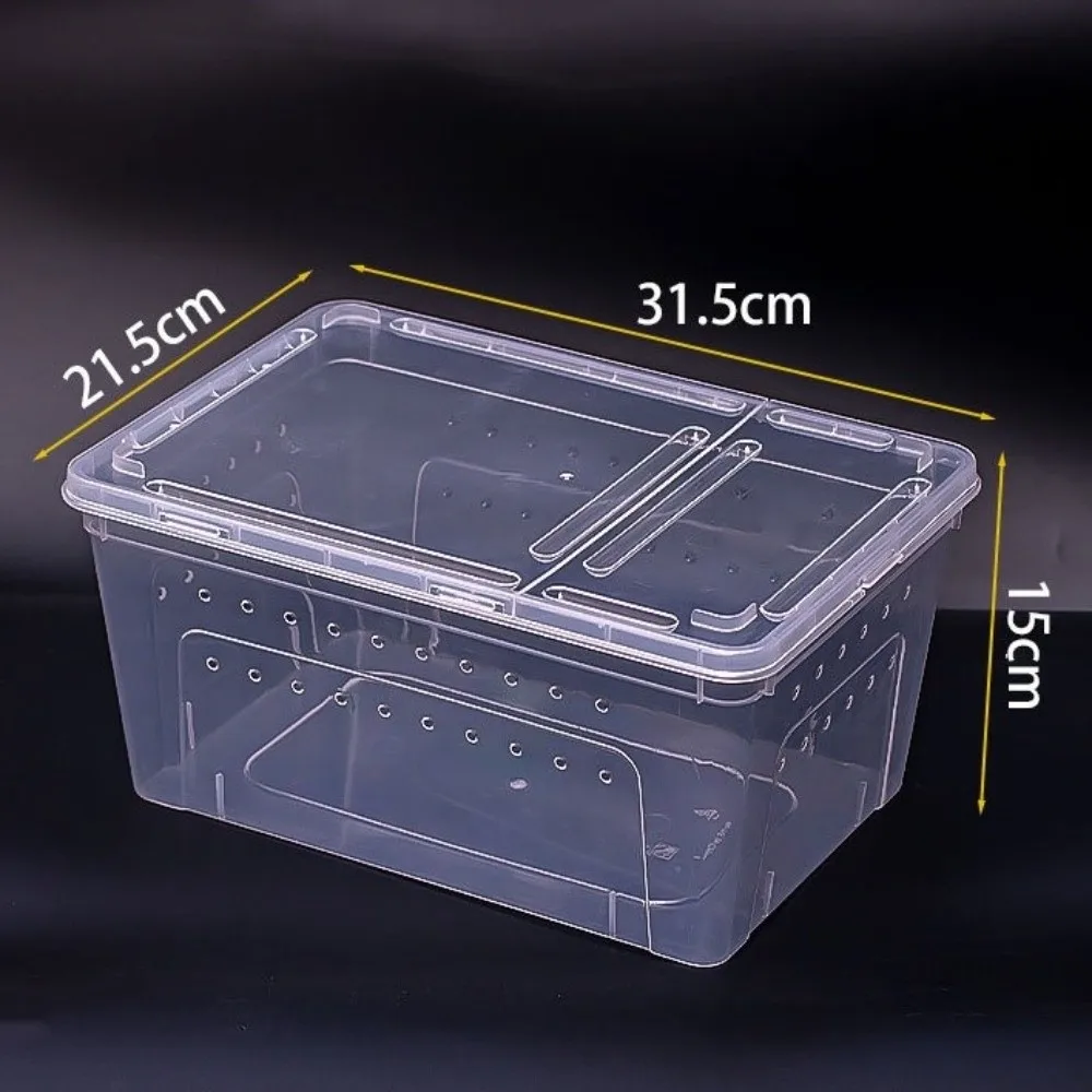 Transparent Reptile Breeding Box Ventilated Stackable Turtle Transport Container Escape-Proof Clear View Animal Habitat Cage view 5
