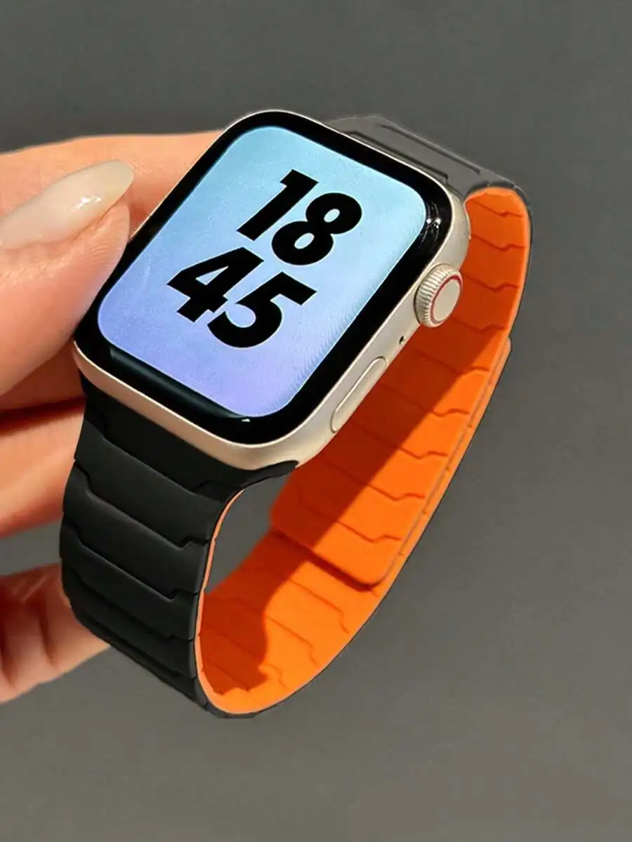 Magnetic Soft Silicone Fashionable New Dual-Color Watch Band Compatible With Apple Watch Series S11 S10 S9 S8 S7 S6 S5 S4 SE