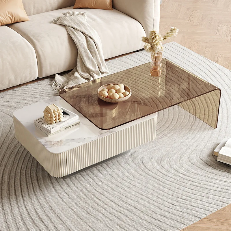 #Attractive Design Customize Rock Plate Big Storage Tea Table Set Side Table Modern Coffee Table for Living Room