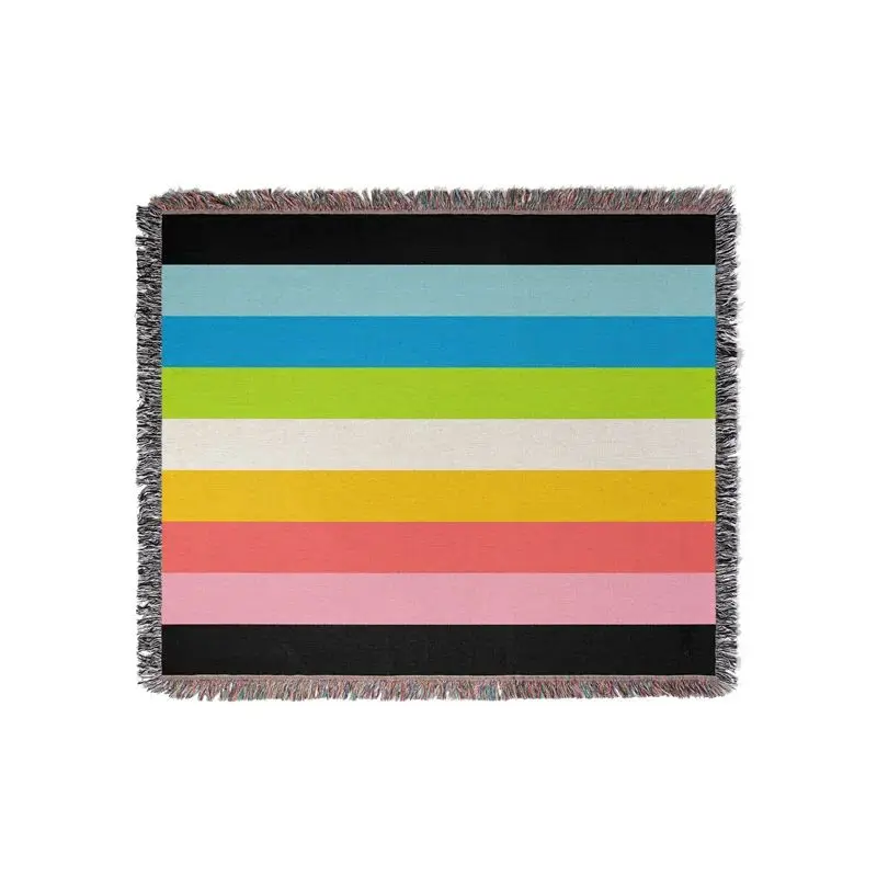 Aertemisi Queer Flag Pride LGBT Rainbow Jacquard Fringed Woven Throw Blanket
