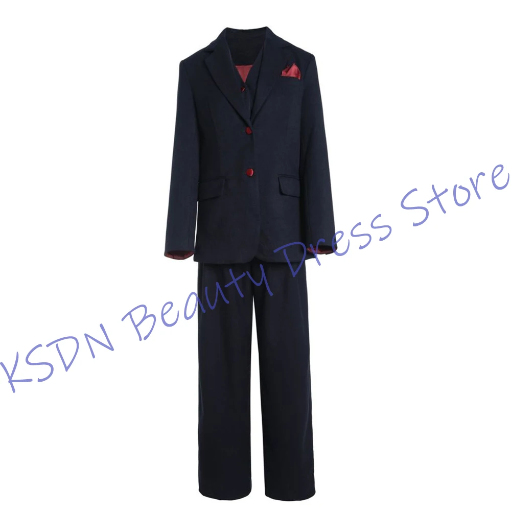 

Navy Blue Men's Suits Single Breasted Jacket+Vest+Pants Three Pieces Set Elegant Office Gentleman Business Work Formal Outfit